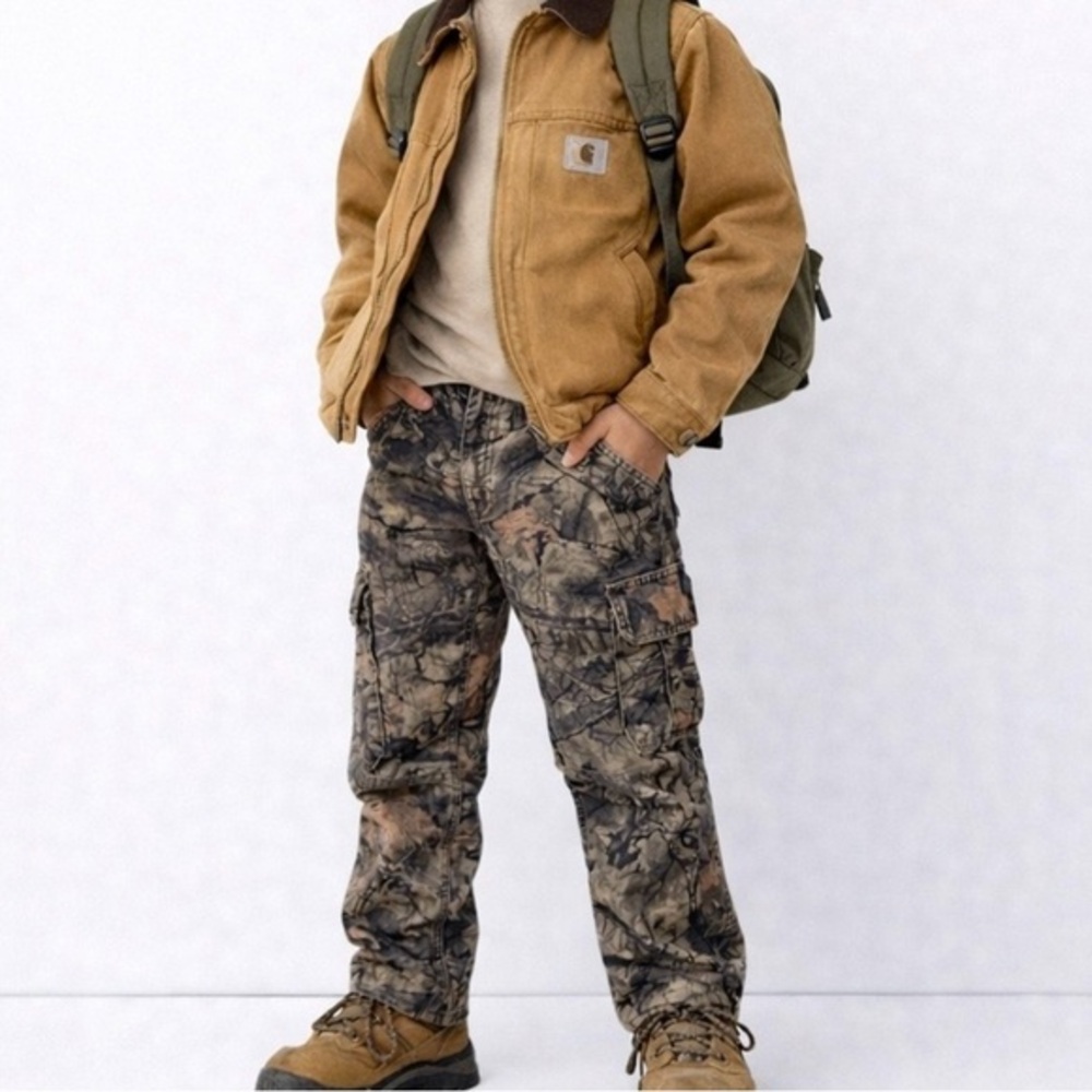 Carhartt‎ boys real tree Camouflage Cargo Pants vintage adjustable waistband 10